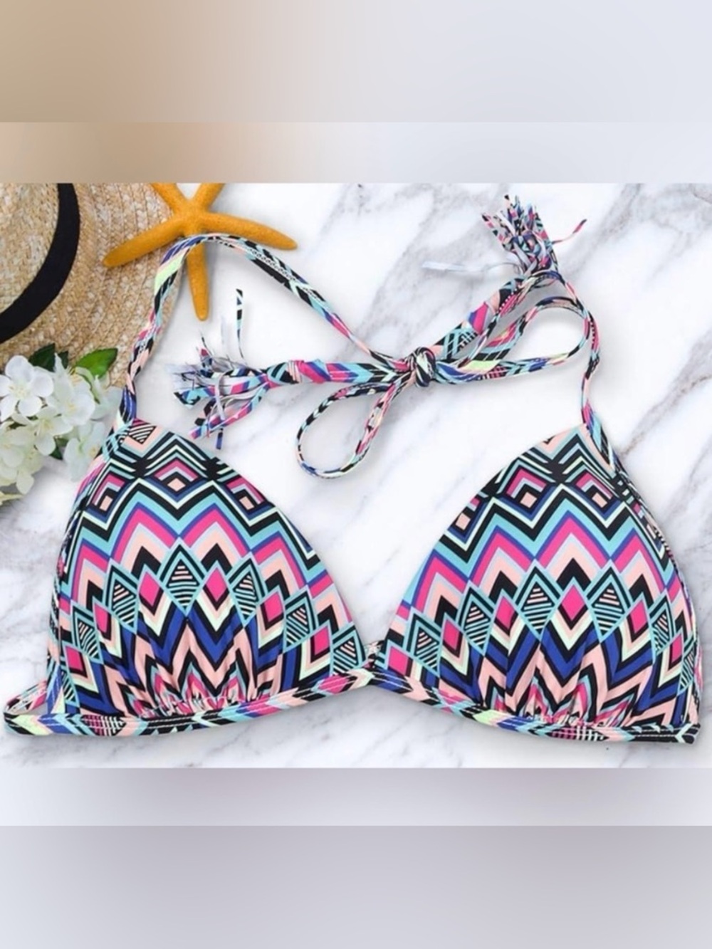 charmleaks Colorful boho Geometric Bikini Top